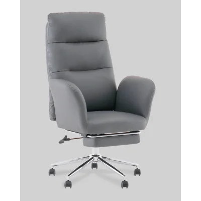 Кресло руководителя TopChairs Solid с оттоманкой серый — фото 2