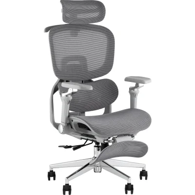 Кресло офисное TopChairs Prodigy с оттоманкой серый