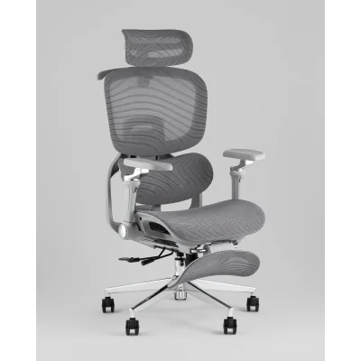 Кресло офисное TopChairs Prodigy с оттоманкой серый — фото 2