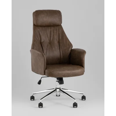 Кресло офисное TopChairs Neoma коричневый экокожа — фото 2