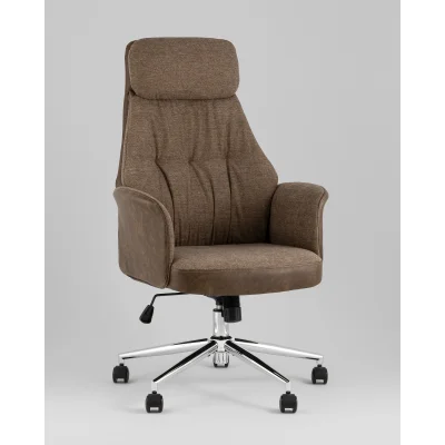 Кресло офисное TopChairs Neoma коричневый экокожа ткань — фото 2