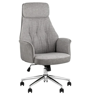 Кресло офисное TopChairs Neoma светло-серый экокожа ткань