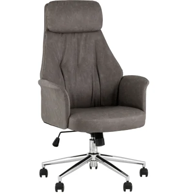 Кресло офисное TopChairs Neoma серый экокожа