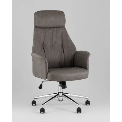 Кресло офисное TopChairs Neoma серый экокожа — фото 2