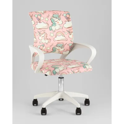 Кресло офисное TopChairs Simple SN Junior принт Unicorns пластик белый — фото 2