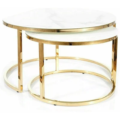 Комплект SIGNAL MUSE II (2 стола журнальных) эффект белого мрамора/золотой — фото 2