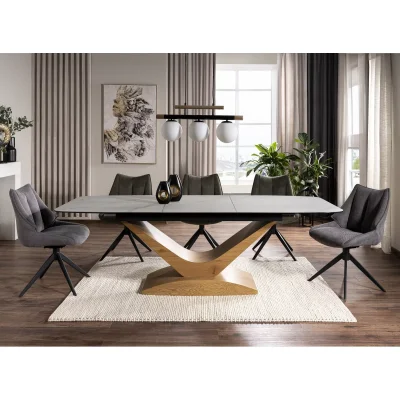 Стол обеденный SIGNAL DOLCE Ceramic Statuario Venato белый/дуб 180-240/95 — фото 2