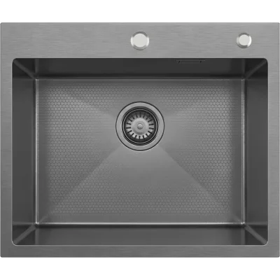 Кухонная мойка из нержавейки BLANTEK LS-5848HN Honeycomb Nano black