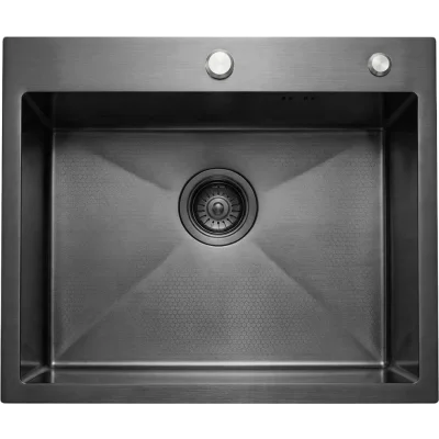 Кухонная мойка из нержавейки BLANTEK FS-5848HN Honeycomb Nano black ECO