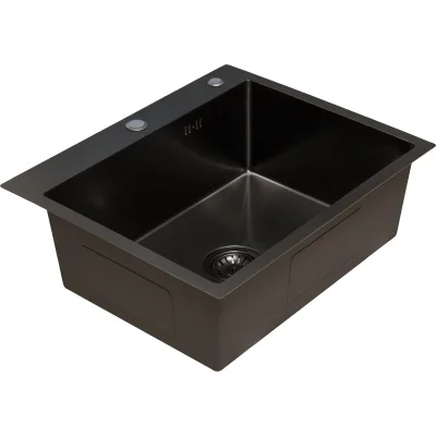 Кухонная мойка из нержавейки BLANTEK FS-5848HN Honeycomb Nano black ECO — фото 2