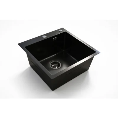 Кухонная мойка из нержавейки BLANTEK LS-5050STB Stone texture black — фото 2