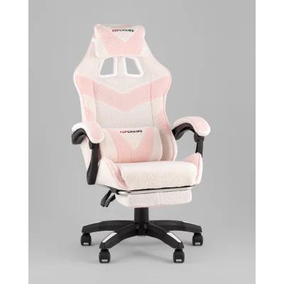 Кресло спортивное TopChairs MG-7019 букле бело-розовый — фото 2