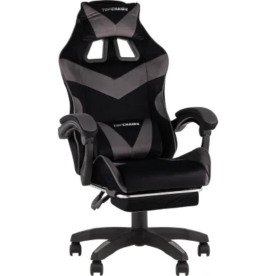 Кресло спортивное TopChairs MG-7019 велюр черно-серый