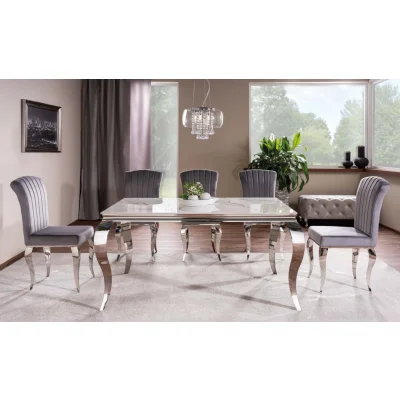Стол обеденный SIGNAL PRINCE Ceramic Calacatta белый/хром 180/90 — фото 2