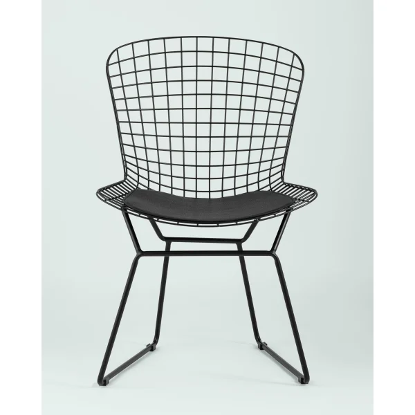 Стул обеденный Bertoia черный с черной подушкой
