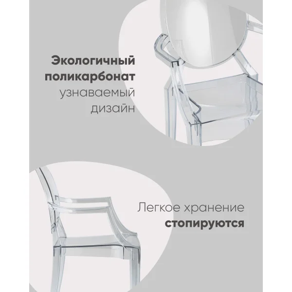 Стул Victoria Ghost с подлокотниками прозрачный