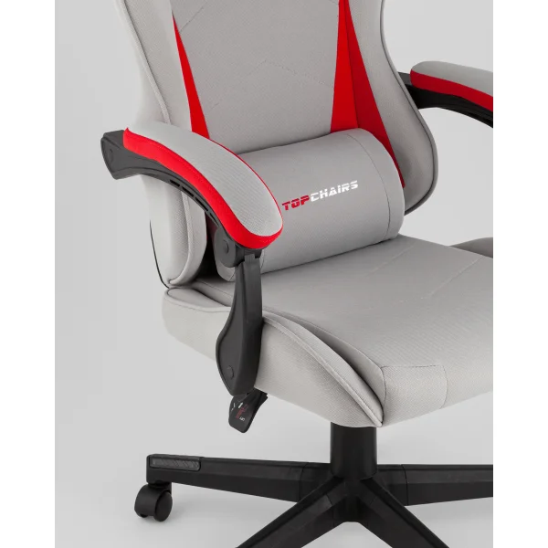 Кресло спортивное TopChairs Phantom ткань серо-красный