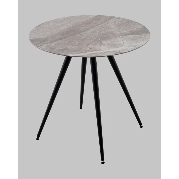 Стол Ники круглый столешница керамика Italian light grey 800