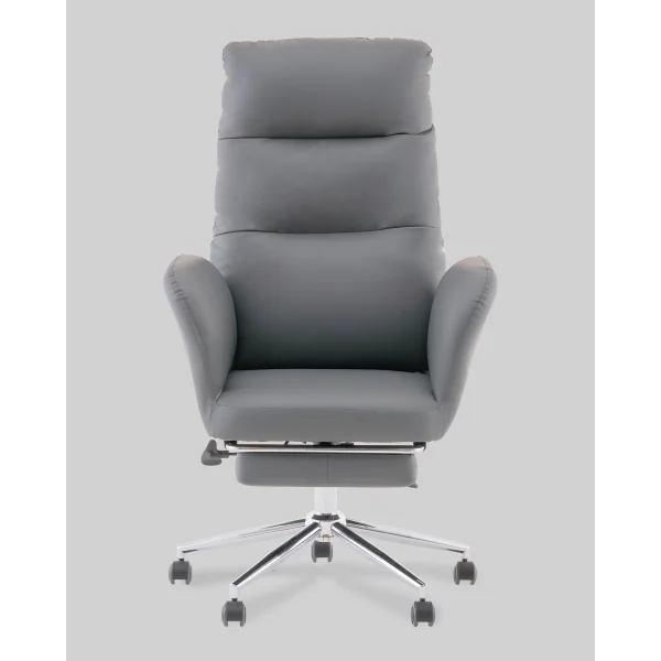Кресло руководителя TopChairs Solid с оттоманкой серый