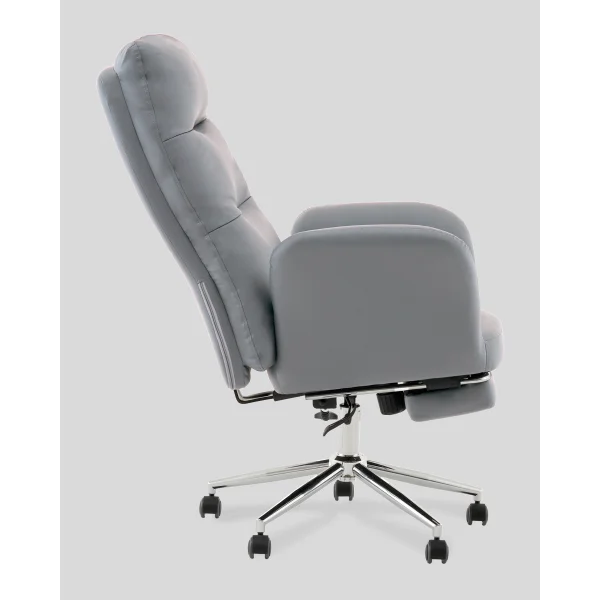 Кресло руководителя TopChairs Solid с оттоманкой серый