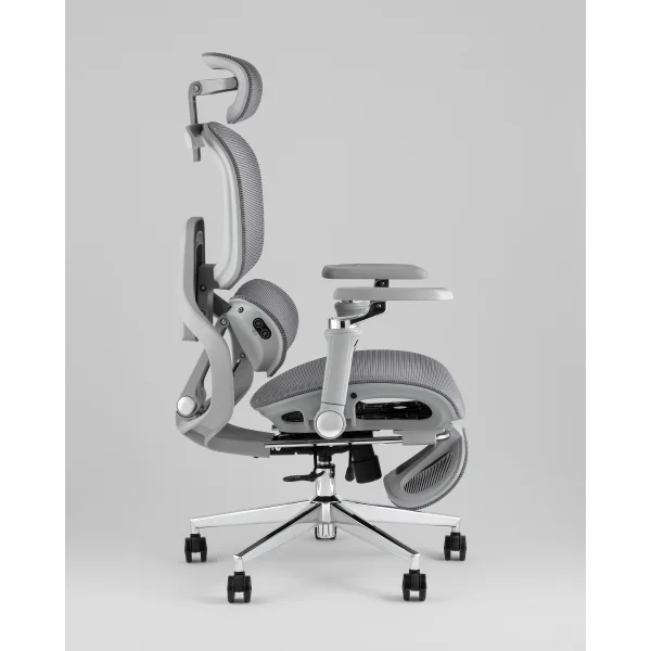 Кресло офисное TopChairs Prodigy с оттоманкой серый