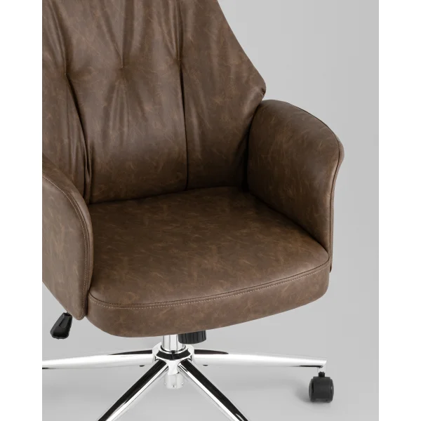 Кресло офисное TopChairs Neoma коричневый экокожа