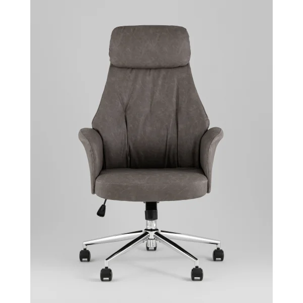 Кресло офисное TopChairs Neoma серый экокожа