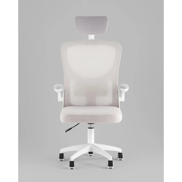 Кресло офисное TopChairs Core серый с подголовником пластик белый