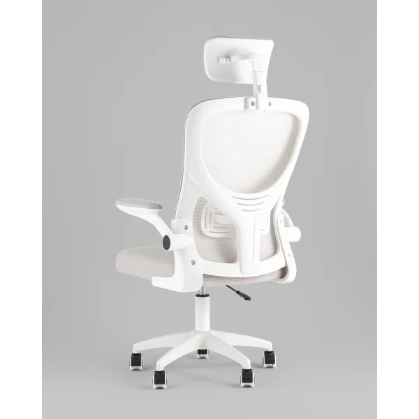 Кресло офисное TopChairs Core серый с подголовником пластик белый