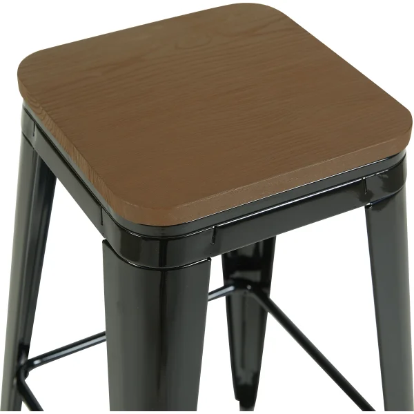 Стул барный TOLIX черный глянцевый + темное дерево KD 4 шт.