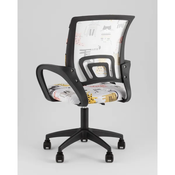 Кресло офисное TopChairs Simple SN Junior принт Blue Cats пластик черный