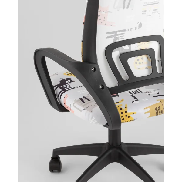Кресло офисное TopChairs Simple SN Junior принт Blue Cats пластик черный