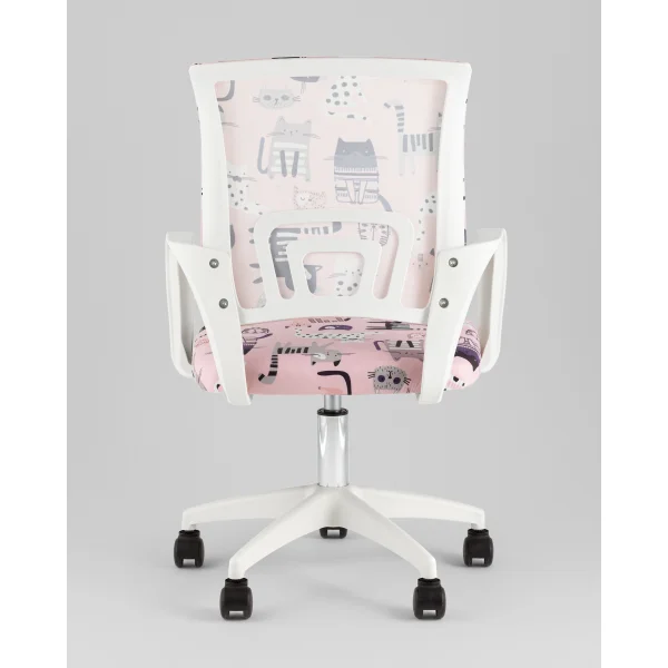 Кресло офисное TopChairs Simple SN Junior принт Pink Cats пластик белый