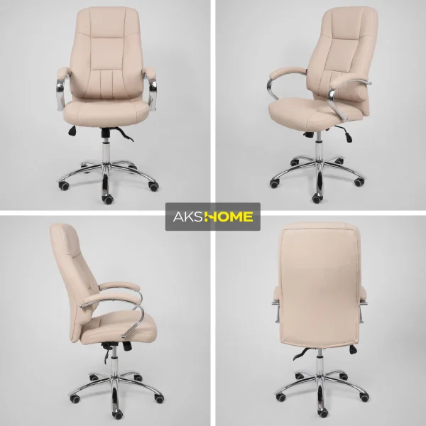 Кресло поворотное King, бежевый, экокожа