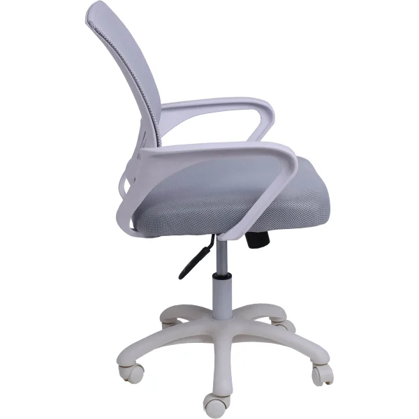 Кресло рабочее, поворотное RICCI NEW, white, ткань/сетка, светло-серый