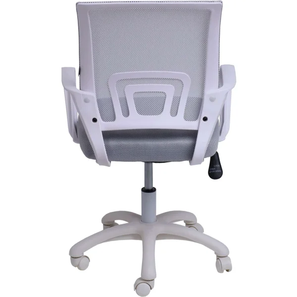 Кресло рабочее, поворотное RICCI NEW, white, ткань/сетка, светло-серый