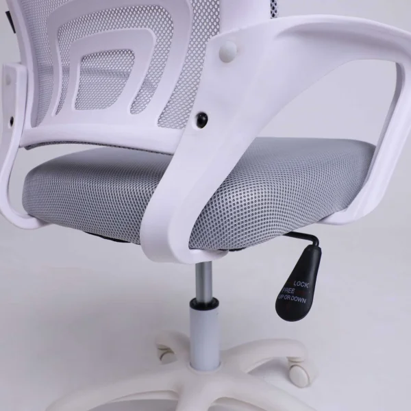 Кресло рабочее, поворотное RICCI NEW, white, ткань/сетка, светло-серый