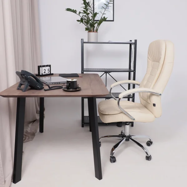 Кресло поворотное Richard New, кремовый, экокожа