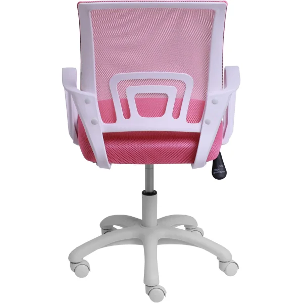 Кресло рабочее, поворотное RICCI NEW, white, ткань/сетка, розовый