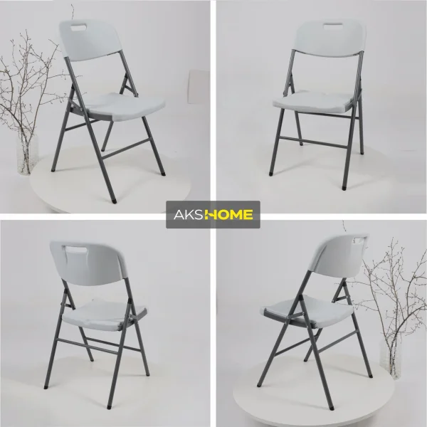 Стул садовый складной со спинкой, белый, hdpe-пластик