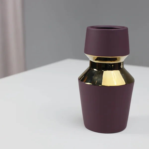 Ваза керамическая ASTOR, фиолетовый+золото, 11*20см