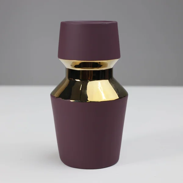 Ваза керамическая ASTOR, фиолетовый+золото, 11*20см