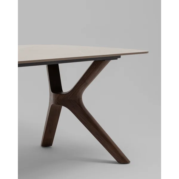 Стол обеденный Weatte 180х100 см керамика мокко мрамор шпон ореха