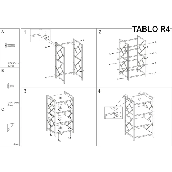 Стеллаж SIGNAL TABLO R4 дуб/т.коричневый, 140/60/40