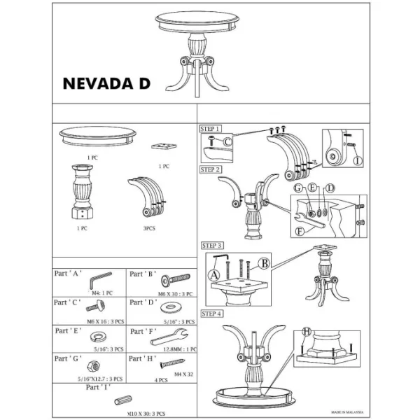 Стол журнальный SIGNAL NEVADA D белый/белый
