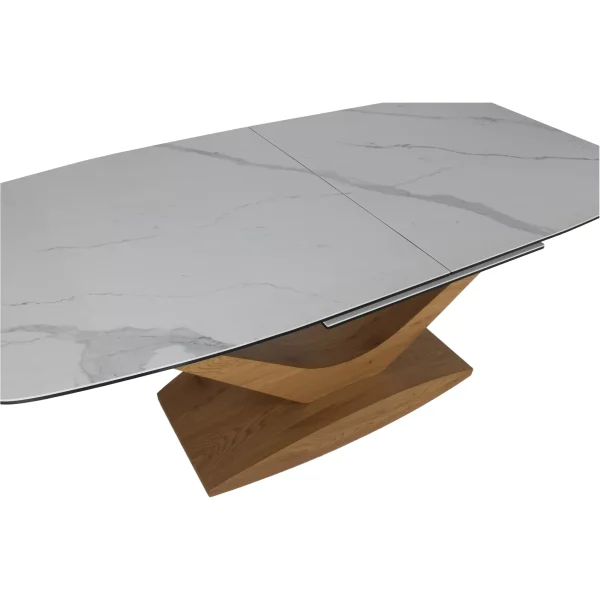Стол обеденный SIGNAL DOLCE Ceramic Statuario Venato белый/дуб 180-240/95