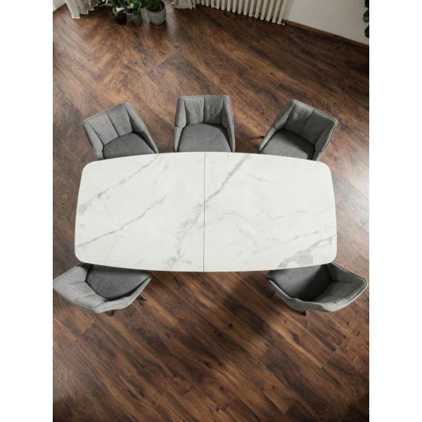 Стол обеденный SIGNAL DOLCE Ceramic Statuario Venato белый/дуб 180-240/95