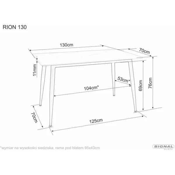 Стол обеденный SIGNAL RION черный/черный 130/70
