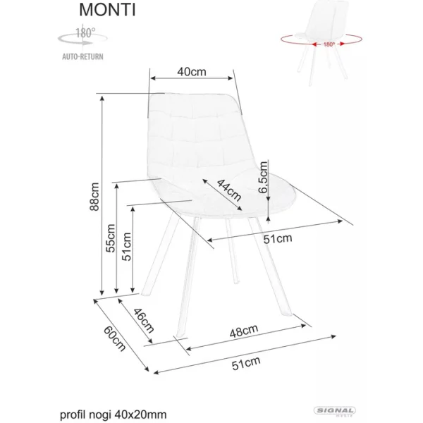 Стул SIGNAL MONTI Velvet Bluvel 40 темно-бежевый/черный, поворотный
