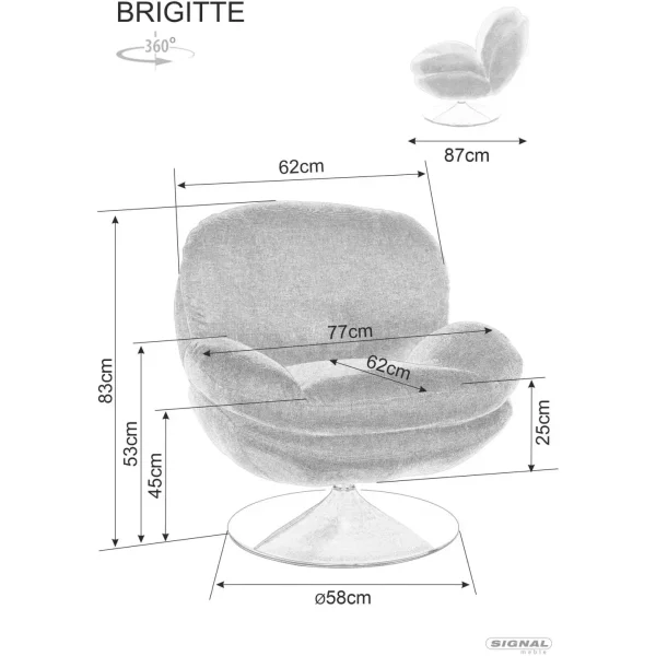 Кресло SIGNAL BRIGITTE Brego 07 серый/хром